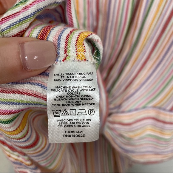 Lou & Grey for LOFT Multi Color Stripe Knot Front Top Blouse Size Small - Picture 4 of 5